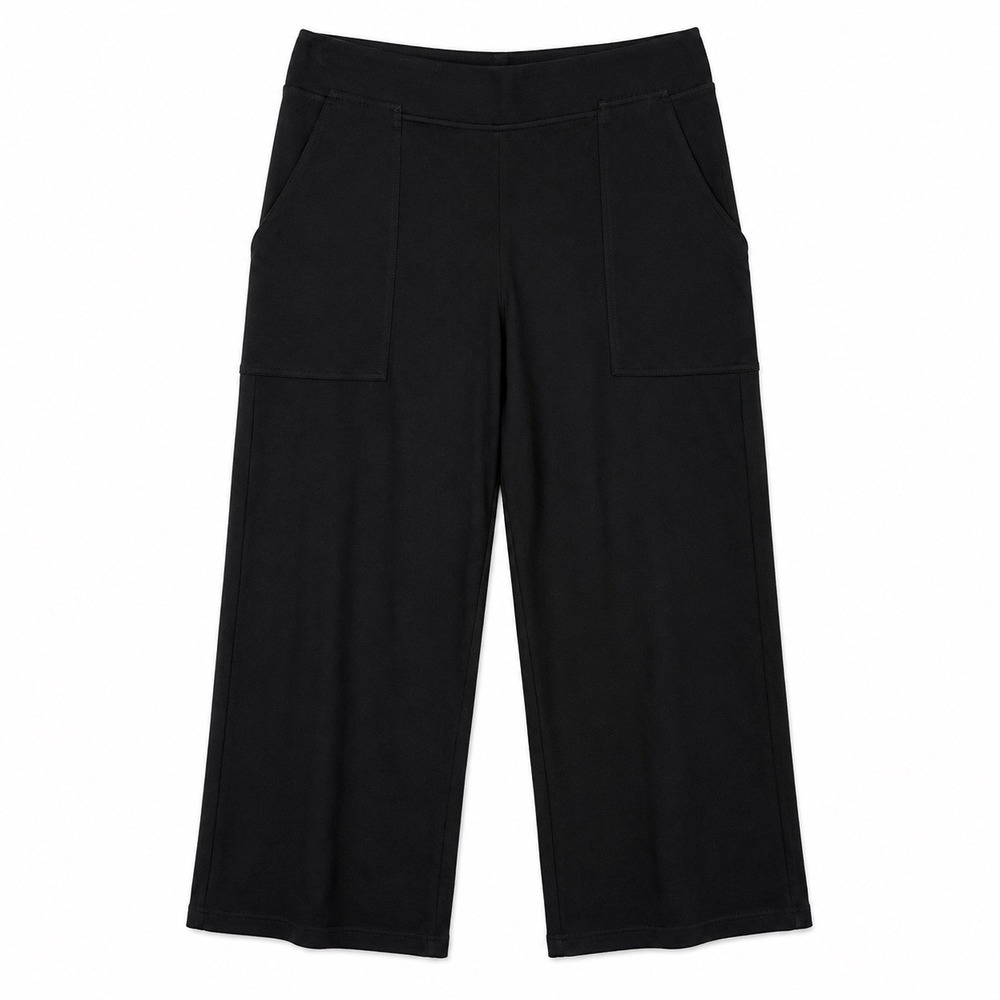 Max Studio London Cropped Pull On Pants Black Wide Leg Size‎ Large